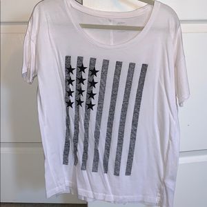 Old Navy grey, black and white American Flag shirt